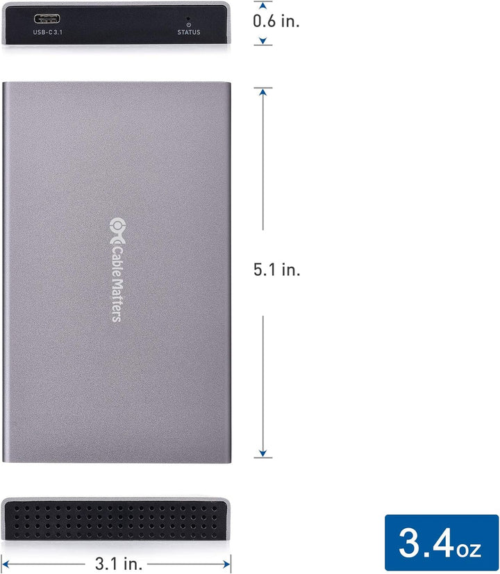 Cable Matters Aluminum 10Gbps USB 3.1 Gen 2 Externes SSD-Festplattengehäuse (USB C-Gehäuse, SSD Gehä
