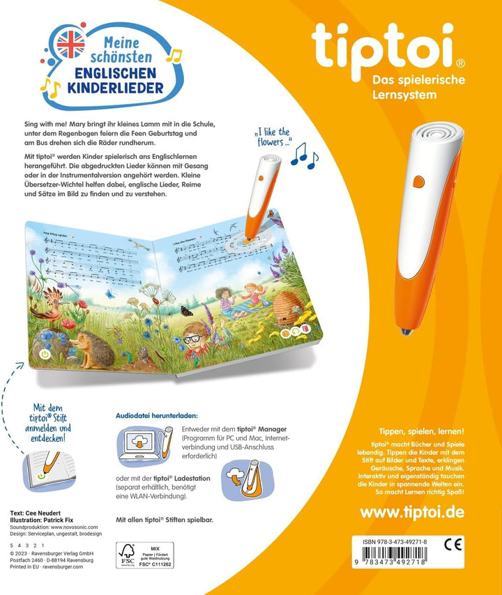 Ravensburger tiptoi® Set: Meine schönsten englischen Kinderlieder, Liederbuch + tiptoi Stift