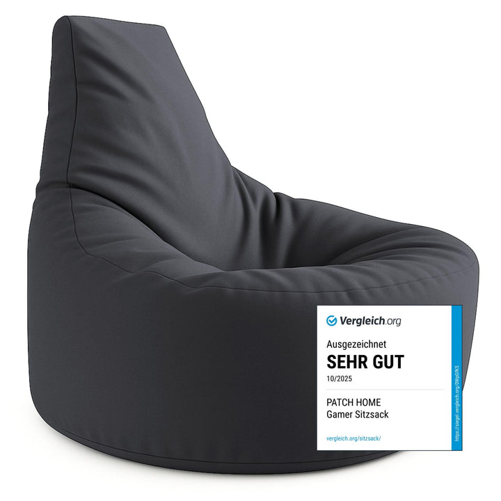 PATCH HOME Gamer Kissen & Lounge Sitzsack – befüllbar mit Reissverschluss, gefüllt mit Styropor, gee