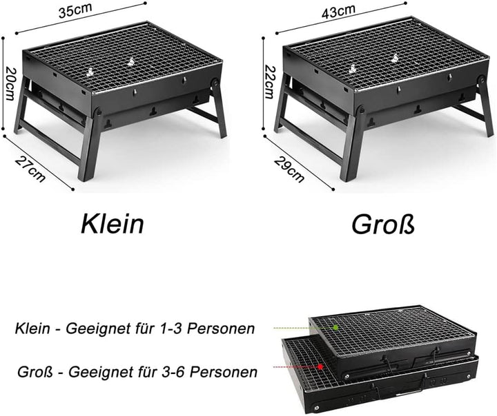 ROIMOE Holzkohlegrills Grill BBQ Portable, Tischgrill Campinggrill Picknickgrill, Abnehmbare BBQ Gri