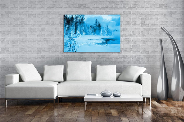 deyoli erstaunliche Schneelandschaft Format 100x70 Effekt: Monocrome Blau als Leinwandbild, Motiv fe