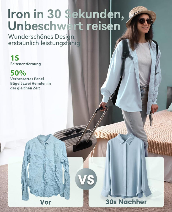 Reise Dampfglätter mit weltweiter Spannung 100-240V Tragbare Steamer für Kleidung, 2-in-1 Reisebügel