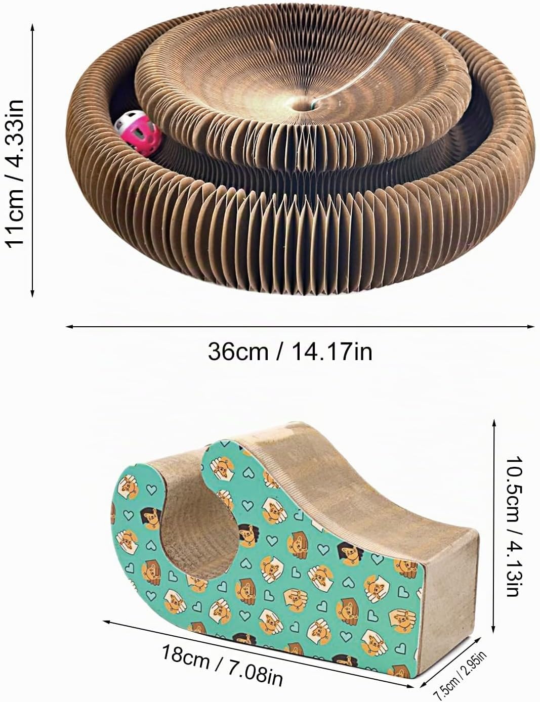 Magic Organ Cat Scratching Board 36cm lang, Katzenspielzeug Selbstbeschäftigung aus Pappe mit Glocke