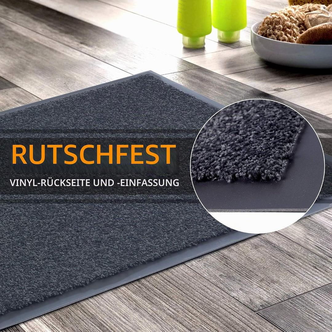 GadHome Fussmatte Anthrazit Grau 90x150 cm|Eingangstürmatte wasserdicht waschbar strapazierfähiger S