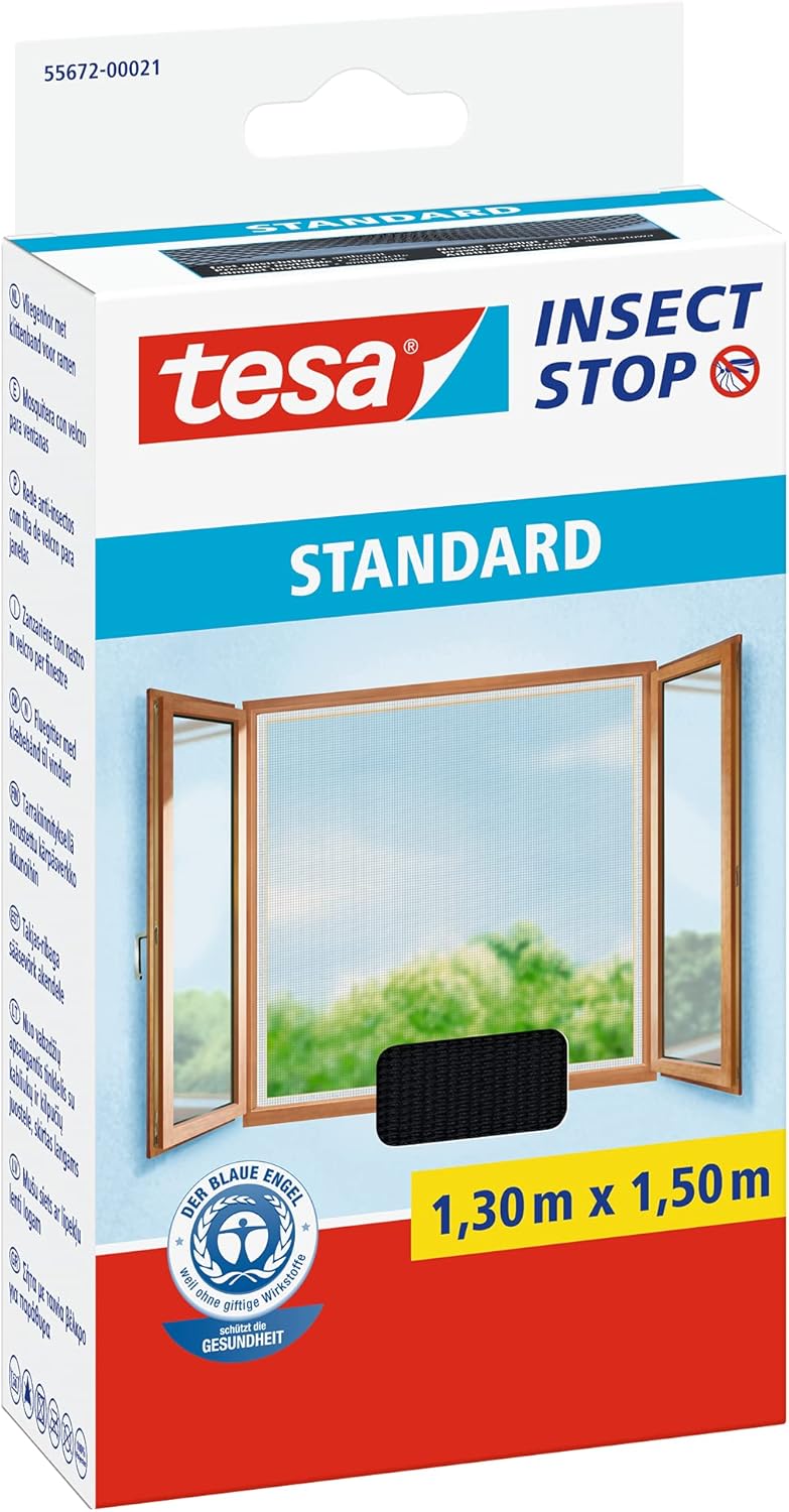 tesa Insect Stop FALT Fenster - Faltbarer Alu-Rahmen &amp; Insect Stop STANDARD Fliegengitter für Fenste
