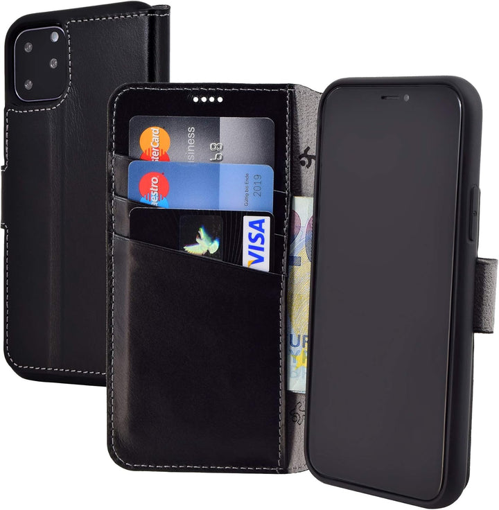 Suncase Book-Style Hülle kompatibel mit iPhone 11 (6.1 Zoll) Leder Tasche (Slim-Fit) Lederhülle Hand