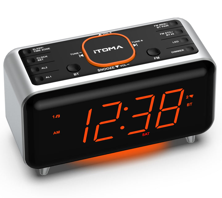Radiowecker mit App-Steuerung, Bluetooth, FM-Radio, Dual Alarm von 4-Alarmmodi, Easy Snooze, Dimmer,