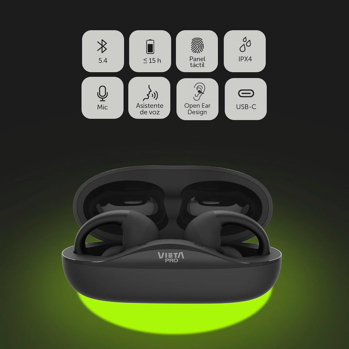 Vieta Pro Open Ear Kabellose Bluetooth-Kopfhörer 5.4, mit Touch-Steuerung, Mikrofon und Akku von 15