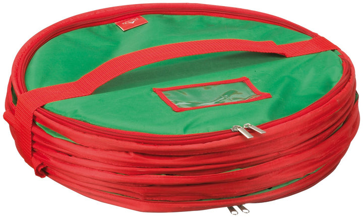 SUNWARE Christmas Weihnachtstasche für kleinen Weihnachtskranz - 450 x 450 x 180mm - grün/rot