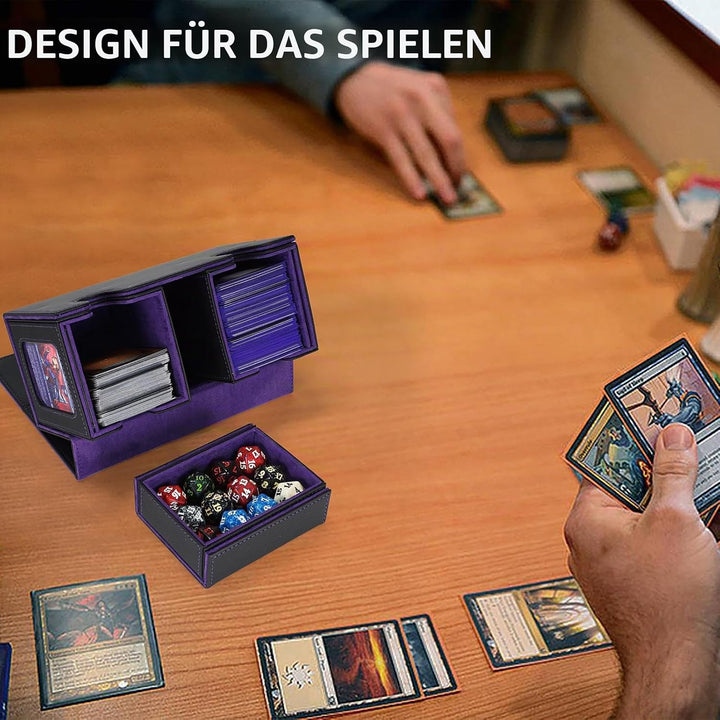 AFIING MTG Commander Kartenbox, 3-in-1 Karten-Aufbewahrungsbox für 200+ doppelt gesleevte Karten, Ma