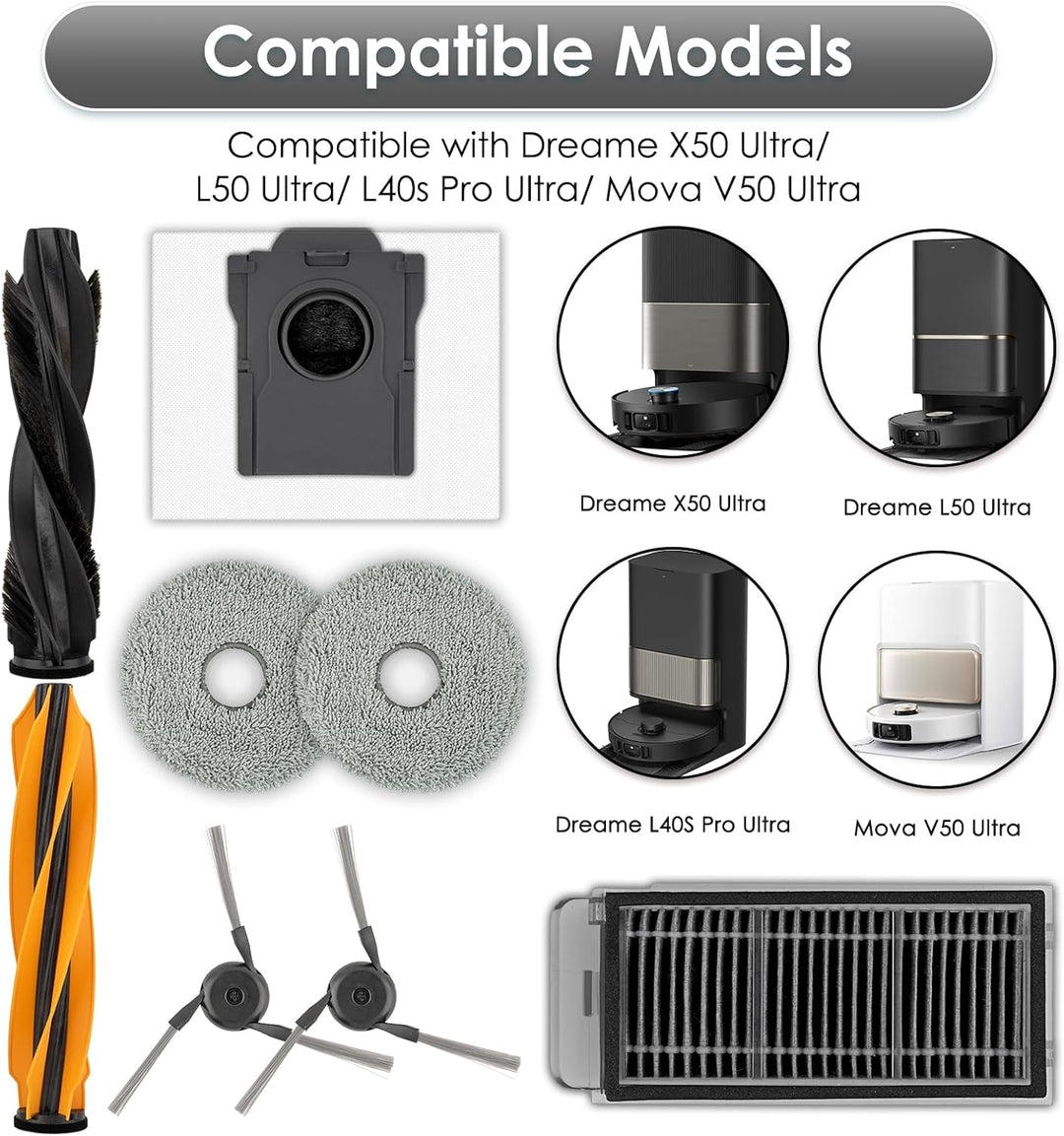 (25 Stück) X50 Ultra Ersatzteile für Dreame X50 Ultra, L40s Pro Ultra, L50 Pro Ultra, X50 Master Sta