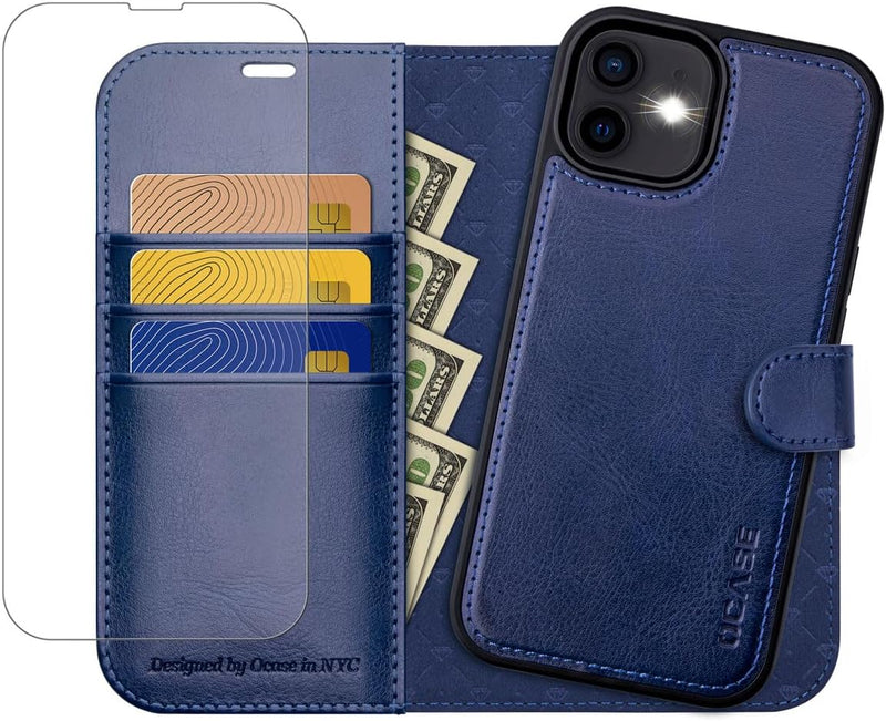 OCASE iPhone 12 Hülle(2in1) Leder Stossfestes Case [Abnehmbare magnetische Hülle] [Kabelloses Laden]