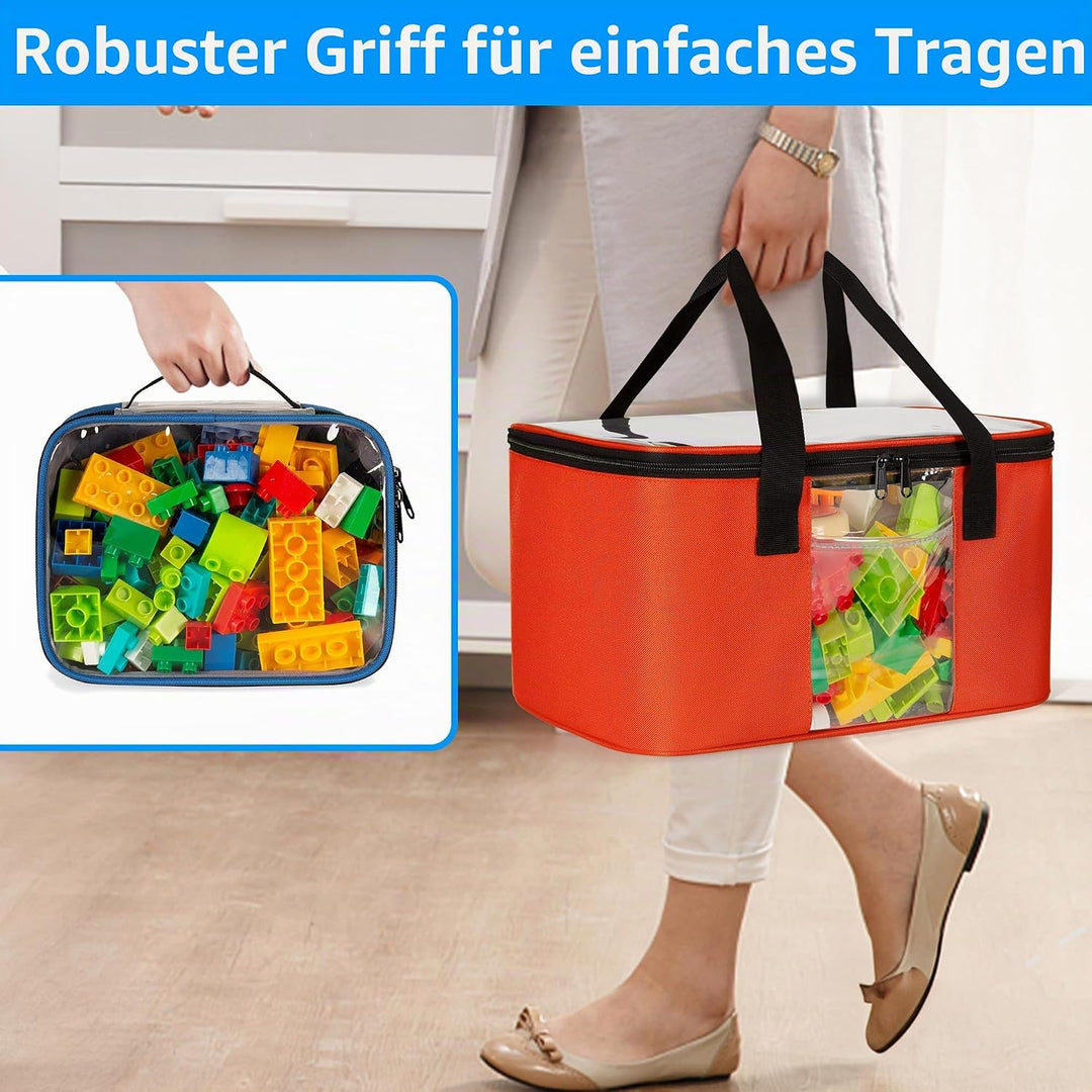 4 Stück Spielzeug Aufbewahrungstasche kompatibel mit Bausteinen, Puppen, Spielzeugautos, magnetische