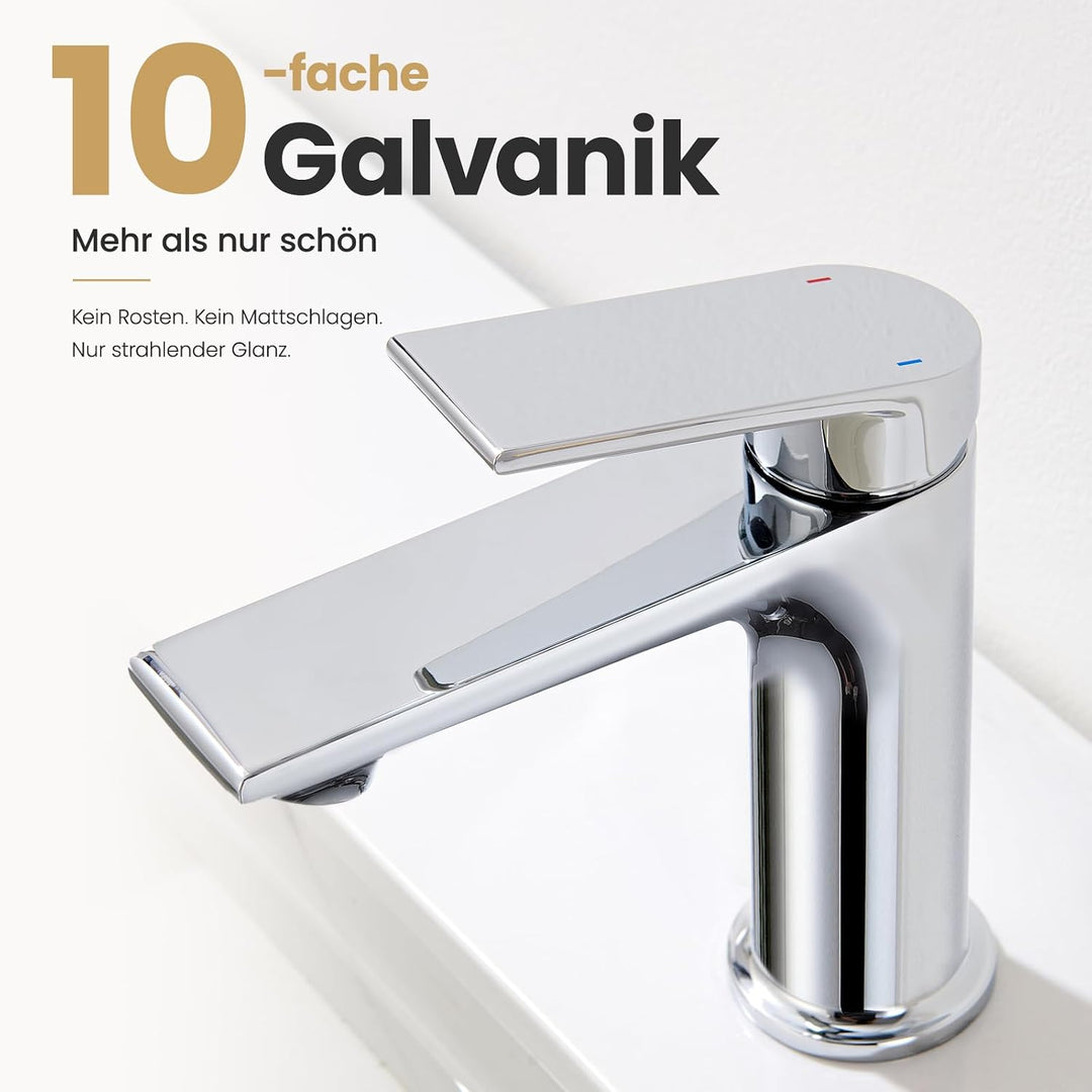 CECIPA Wasserhahn Bad, Bleifreie Waschtischarmatur mit Auslaufhöhe 11cm | Abnehmbarer Strahlregler m