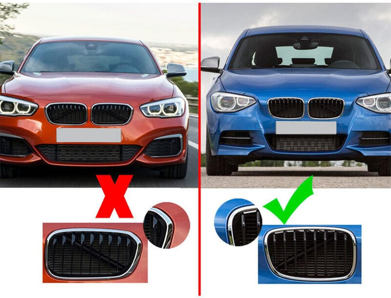 Nieren Kühlergrill Kompatibel mit BMW 1er F20 F21 Pre-Facelift 2011-2014 Grill Glanz Schwarz Kühlerg