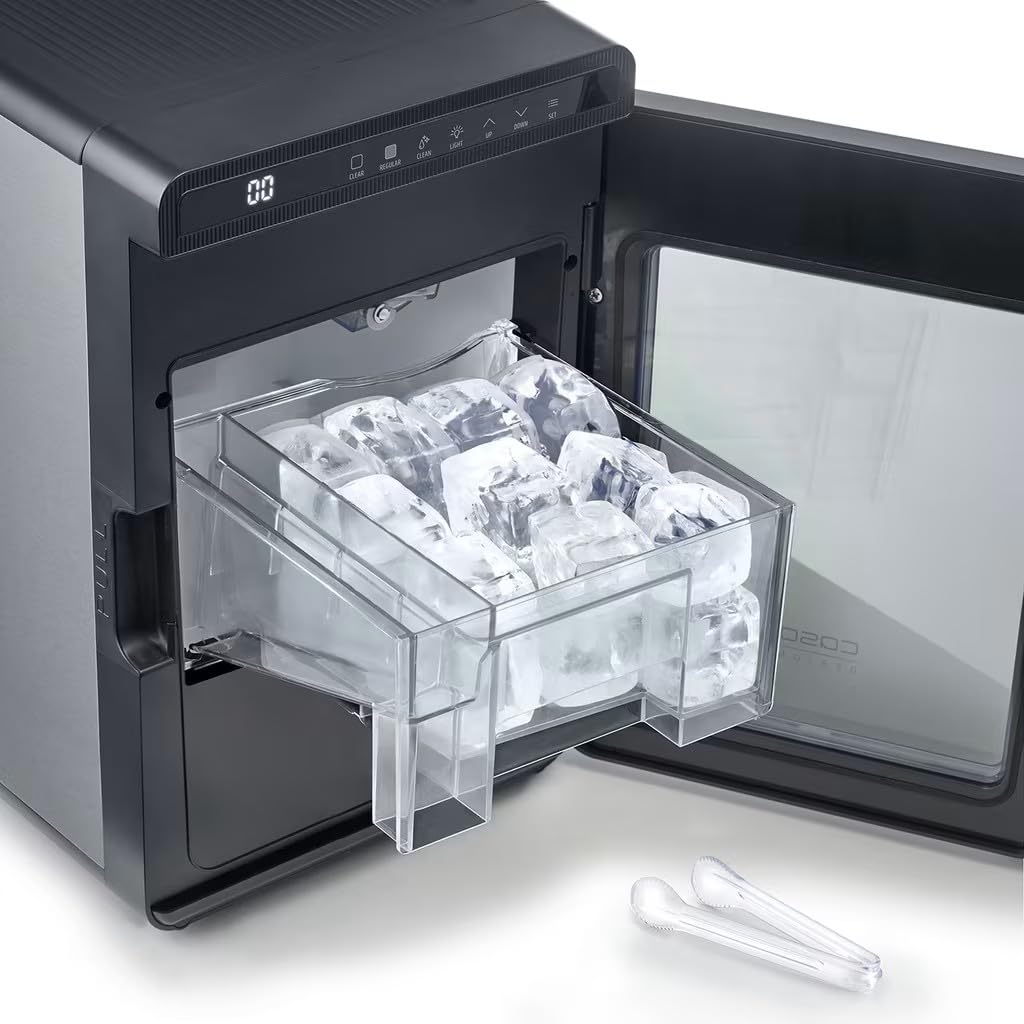 CASO Clear Ice Advanced Eiswürfelbereiter mit Kompressor – Leise 48 dB, klare &amp; matte Eiswürfel, 8–1