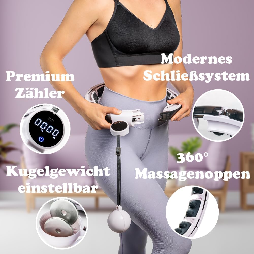 Bellage - Smart Hula Hoop - Smart Hula Hoop Reifen mit Gewicht Ball - Hula Hoop Reifen für Erwachsen