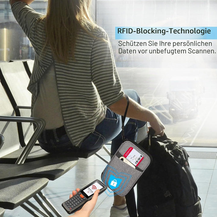 Fintie Reisepass Tasche Familie Reiseorganizer, RFID-Blockier Wasserdicht Handytasche Reisepasshülle