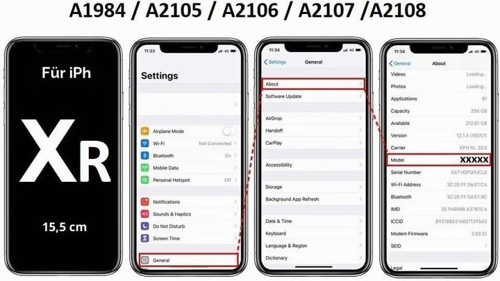 Smartex® Backcover aus Glas + Rahmen kompatibel mit iPhone XR | Rückseite Cover + Frame (Schwarz) XR