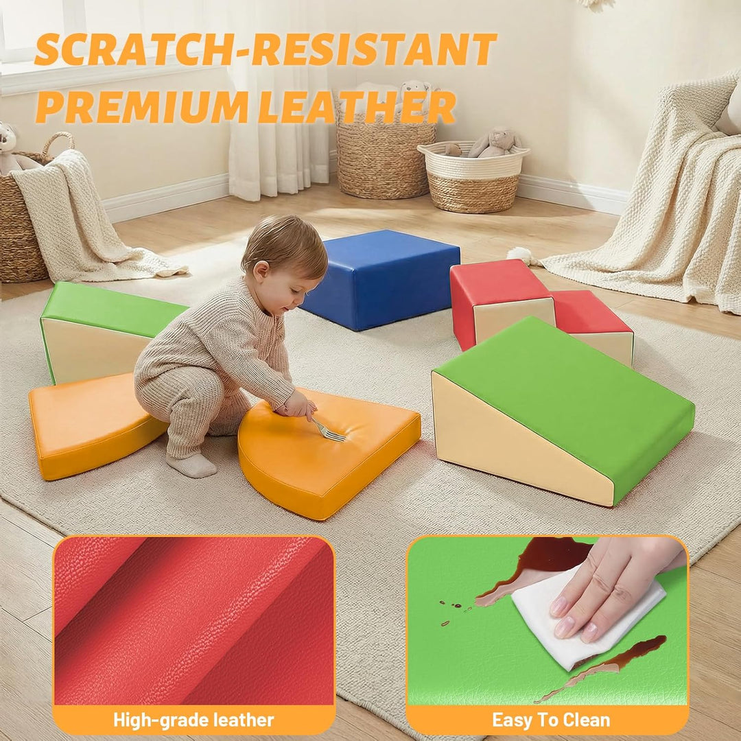 Schaumstoff Bausteine Kinder Klettern Indoor - 6 PCS Softbausteine Riesenbausteine für Baby Motorik