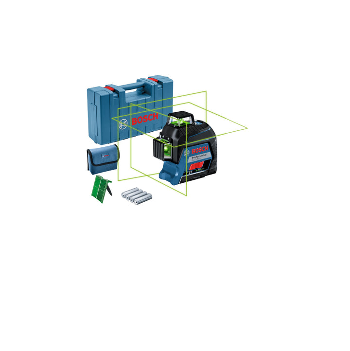 Bosch Professional Linienlaser GLL 3-80 G (grüner Laser, max. Arbeitsbereich: 30 m, 4x AA Batterie,
