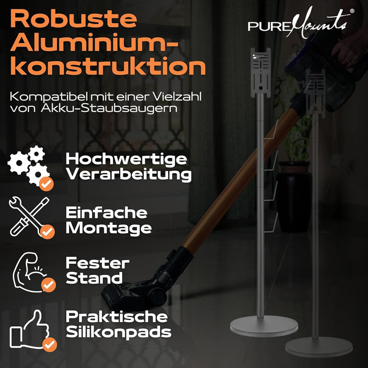 PureMounts Staubsauger Ständer Halterung universal kompatibel mit Dyson, Philips, Samsung, Bosch, Mi
