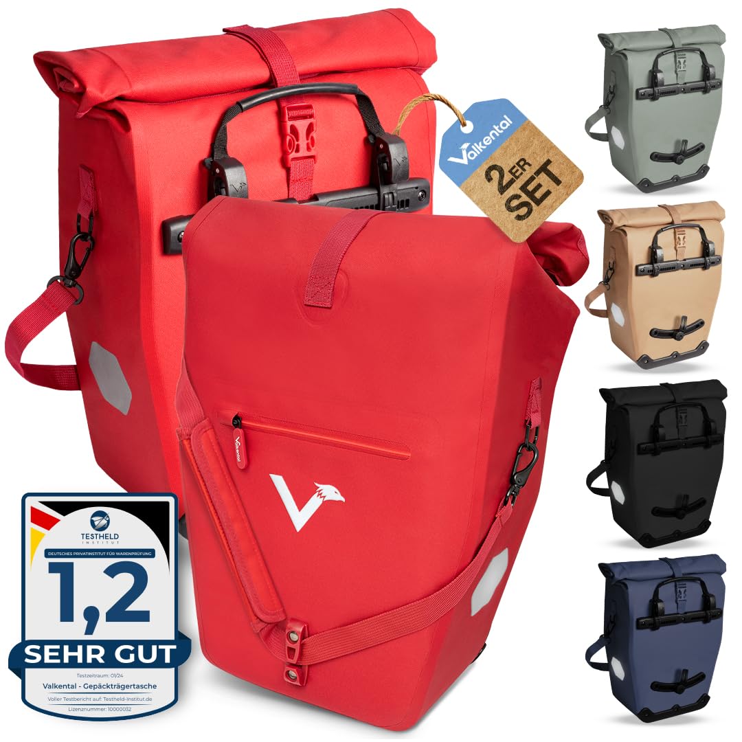 Valkental® Grosse & wasserdichte Gepäckträgertasche [28L] Abschliessbare Befestigung [PVC frei] Fahr