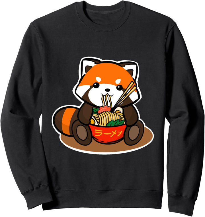 Niedlicher roter Panda isst Ramen Nudeln Illustration Sweatshirt