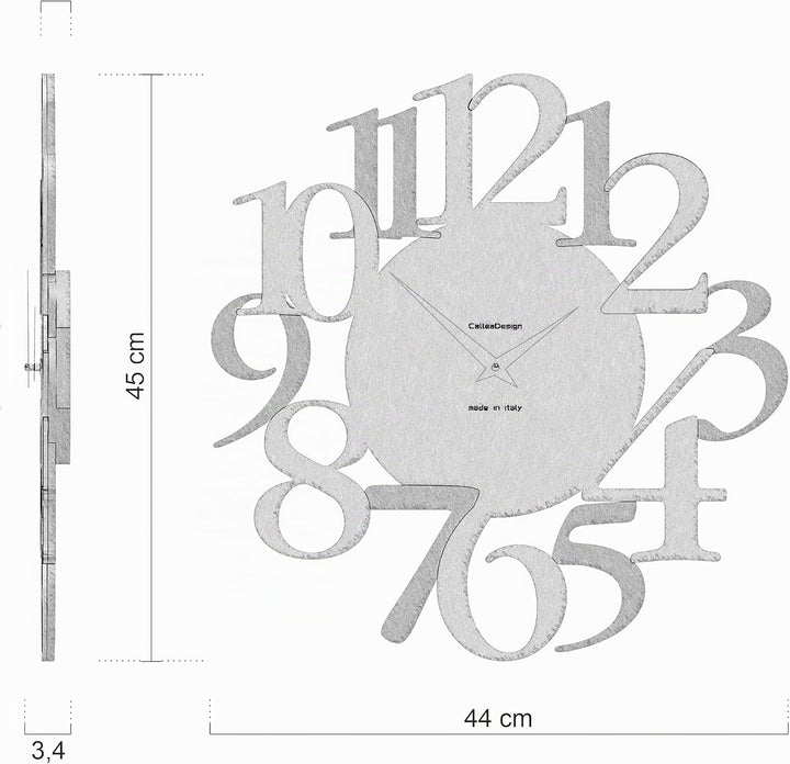 CalleaDesign Russell Wanduhr Nadelstreifen Quarzgrau Weiss Elegantes Originelles Hochwertig 45 cm Mo
