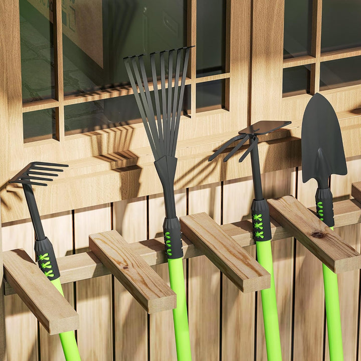 Outsunny Gartenwerkzeug-Set 4 Stück Gartengeräte-Set mit Schaufel Gartenhacke Gartenrechen Laubreche
