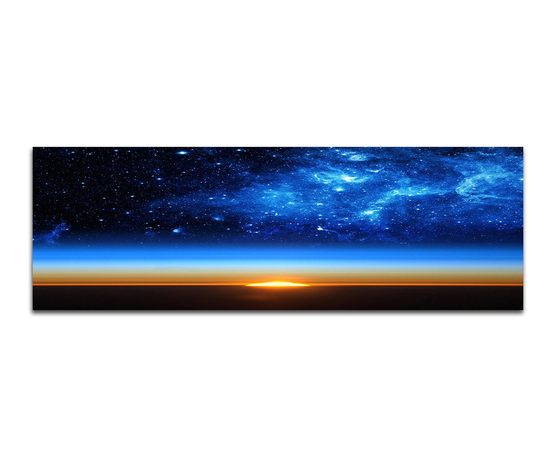 Paul Sinus Art Panoramabild auf Leinwand und Keilrahmen 150x50cm Erde Weltall Galaxie Sterne