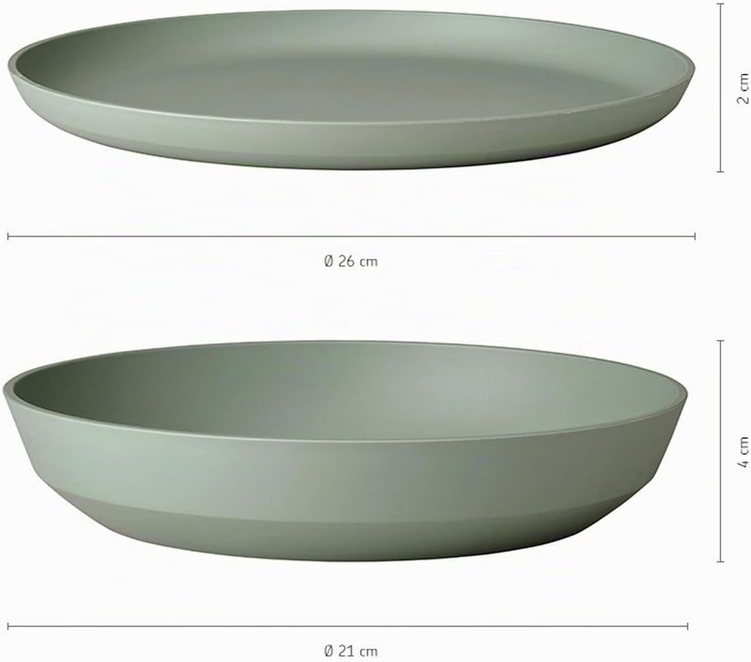 Mepal Tafel-Set 8-teilig Silueta Speiseteller (26 cm) und Suppenteller (21 cm) Outdoor-Geschirr für