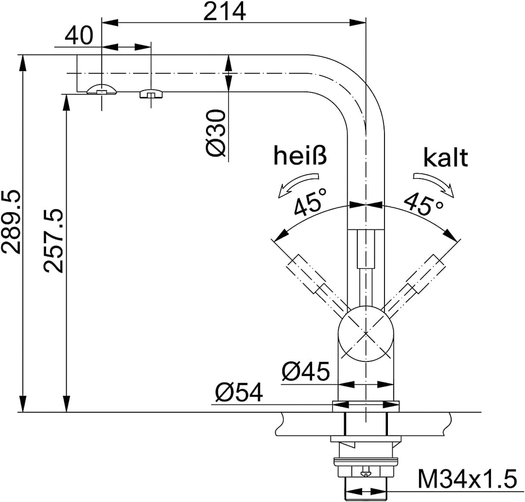 Franke Water Zwei-Funktionen-Spültischbatterie Atlas Clear 120.0179.978 mit Festauslauf edelstahlfar
