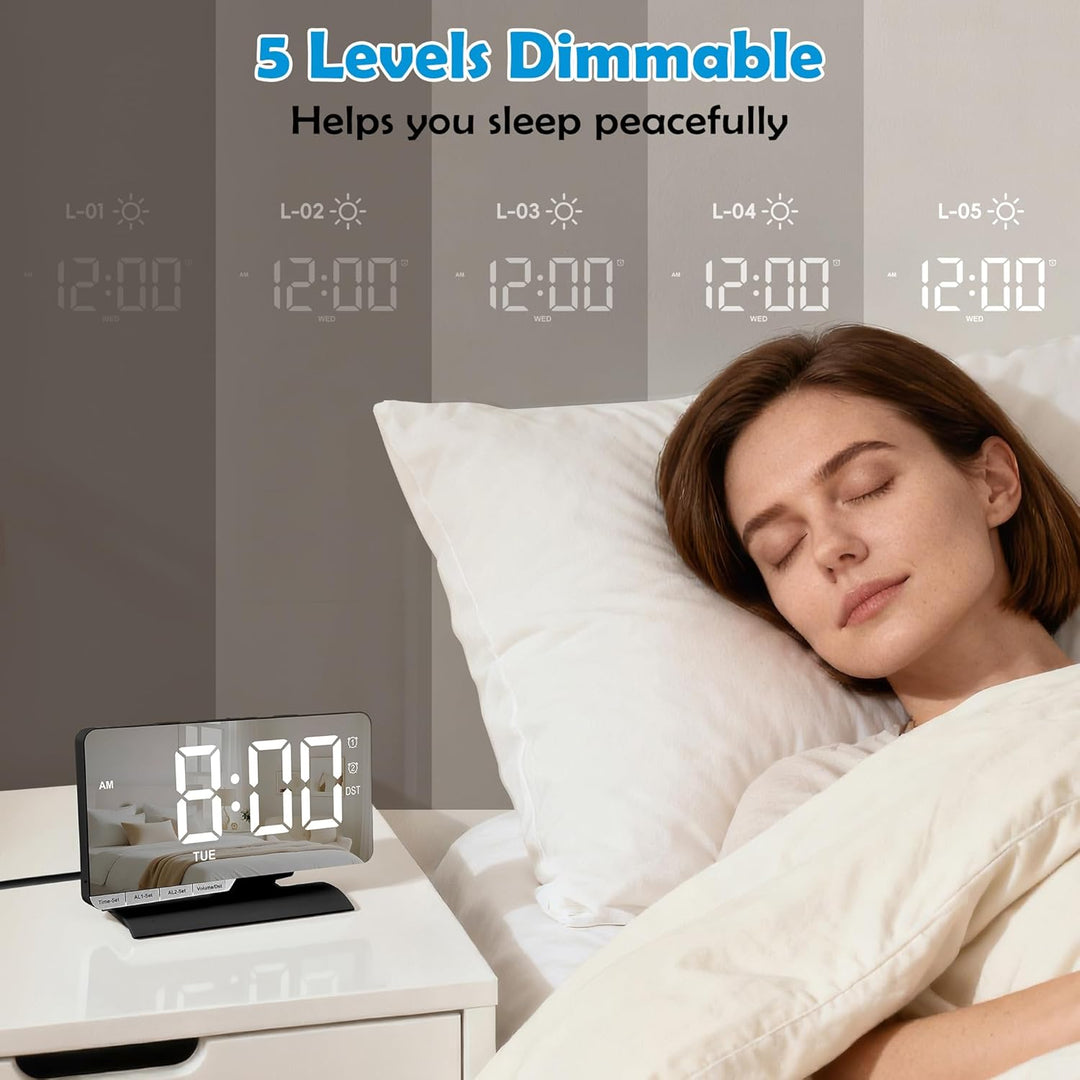 Sukeen Wecker Digital, LED Digital Uhr, 7,3" Tischuhr mit Schlummerfunktion, Zwei Weckzeiten, Wochen