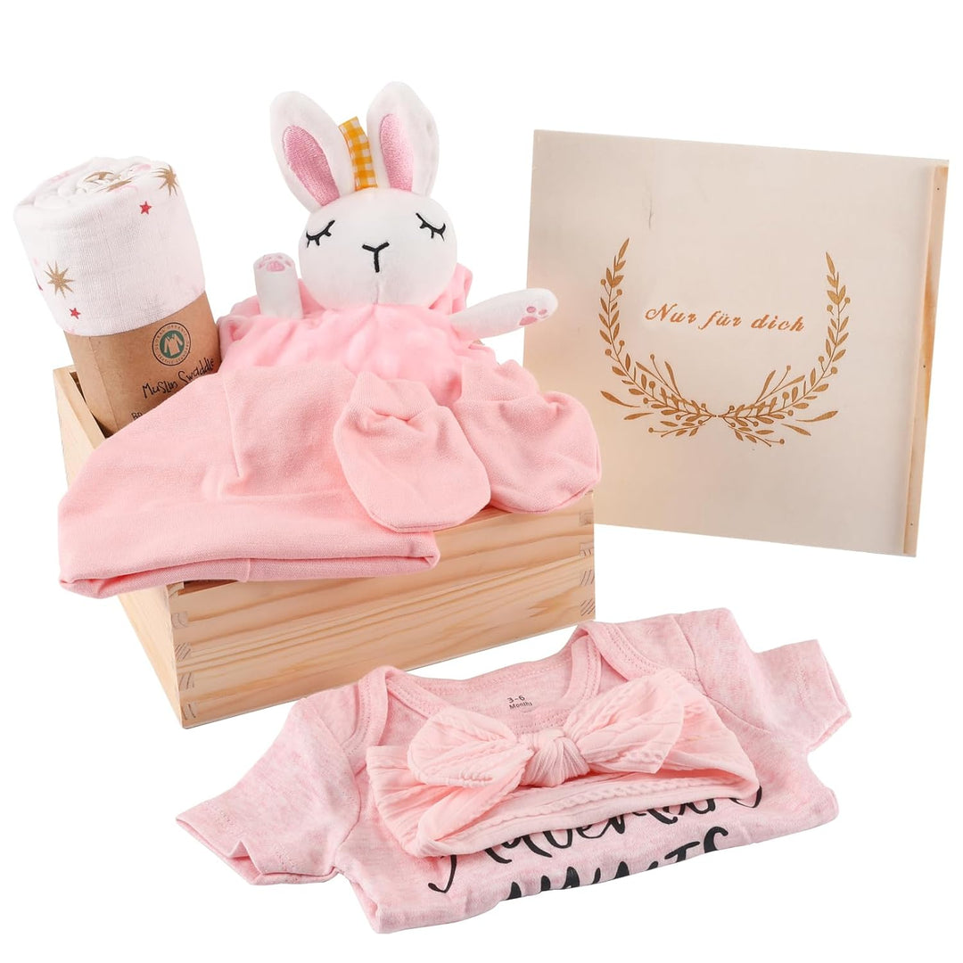 Baby Mädchen Geschenk, Neugeborenen Geschenk, Rodelna Baby Geschenk Set, 7-in-1 Set: einschliesslich