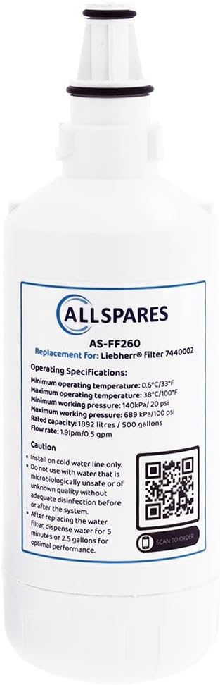 AllSpares Wasserfilter für Kühlschrank geeignet für Liebherr 7440002 (2 Stück), 2 Stück