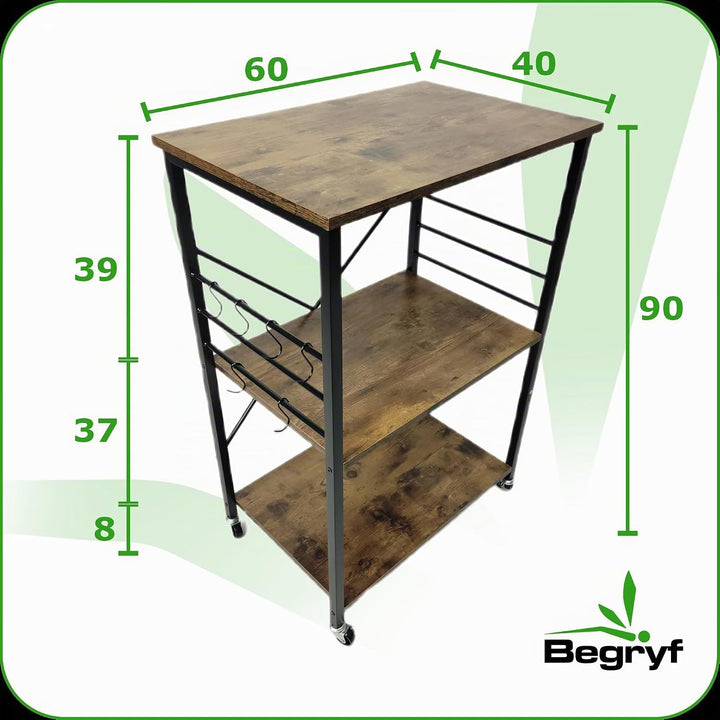 Küchenregal, Küchenkommode für das Esszimmer, dunkelbrauner Küchenschrank, Küchenwagen, Holzregal st