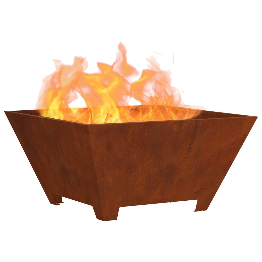 vidaXL Feuerstelle Braun 80 x 80 x 40 cm Wetterfeststahl, Feuerschale für Garten und Terrasse, moder