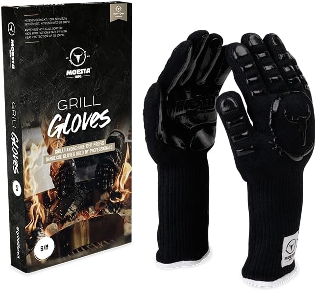 Moesta-BBQ 19216 - GrillGloves No.1 Grösse S/M für Profis - Bis 500°C hitzebeständiger Grill- / Ofen