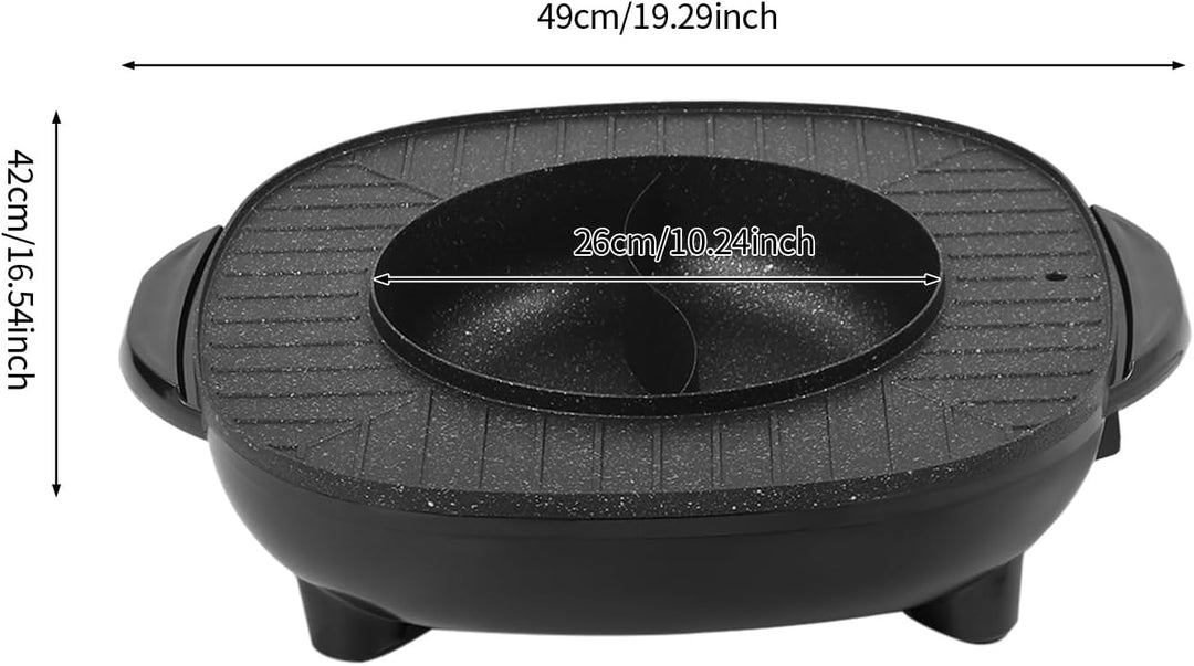 2000W Hot Pot Elektrischer, 2 in 1 Hotpot und Tischgrill für 5-6 Personen Electric Hot Pot Indoor Ko