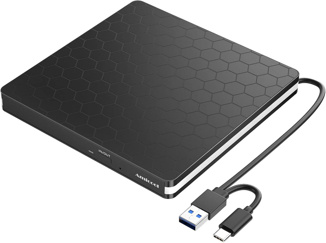 External DVD Drive, Amicool USB 3.0 Type-C CD DVD +/-RW Optical Drive USB C Burner Slim CD/DVD ROM R