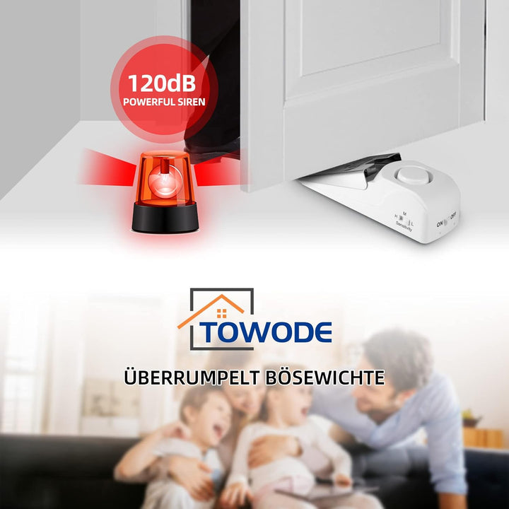 Türstopper Alarm, Türkeil Gummi Kabellos 120dB Türalarm, Türsicherung Einbruchschutz Alarmanlage mit