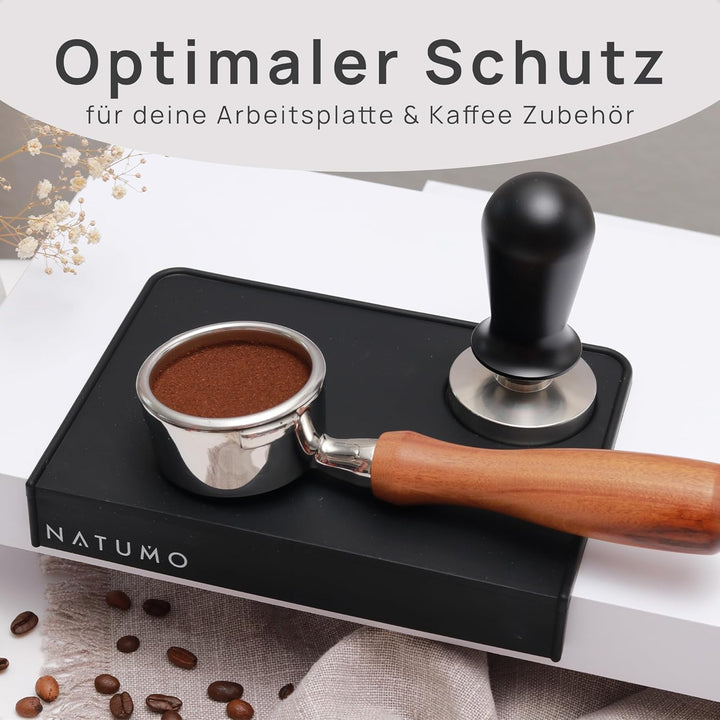 NATUMO Tampermatte Barista (21x15x3cm) Anti-Rutsch Silikon Tamper Matte mit Kantenschutz, Barista Zu