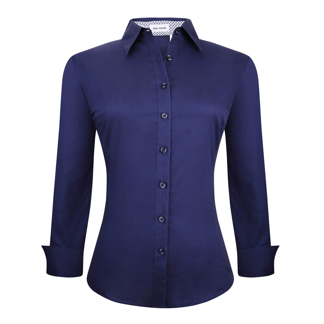 Alex Vando Bluse Damen Langarm Hemd Damen Stretch – Business Button Down Shirts, Bügelfrei Arbeitshe