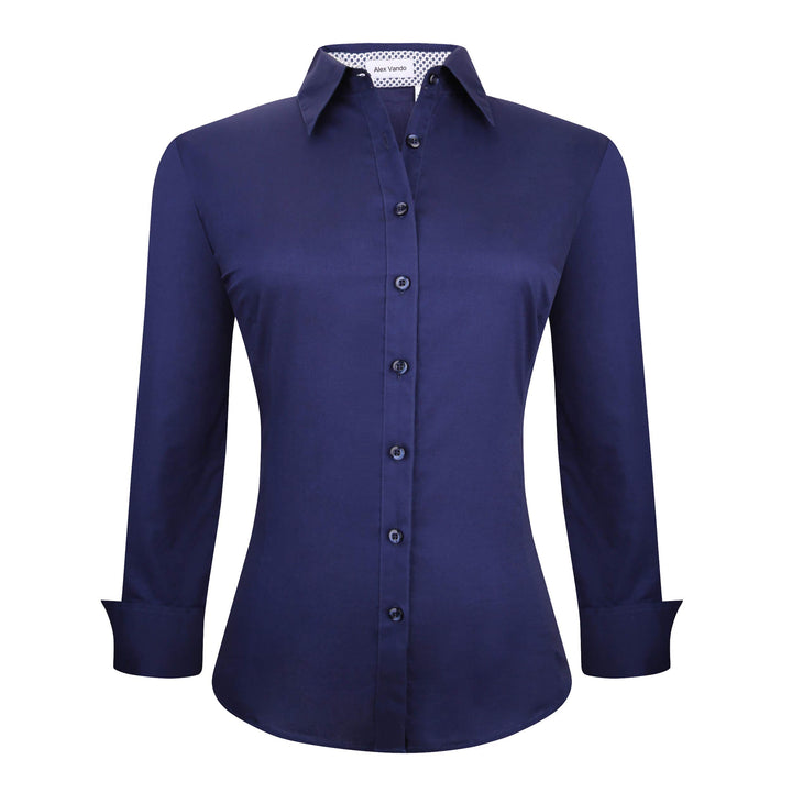 Alex Vando Bluse Damen Langarm Hemd Damen Stretch – Business Button Down Shirts, Bügelfrei Arbeitshe