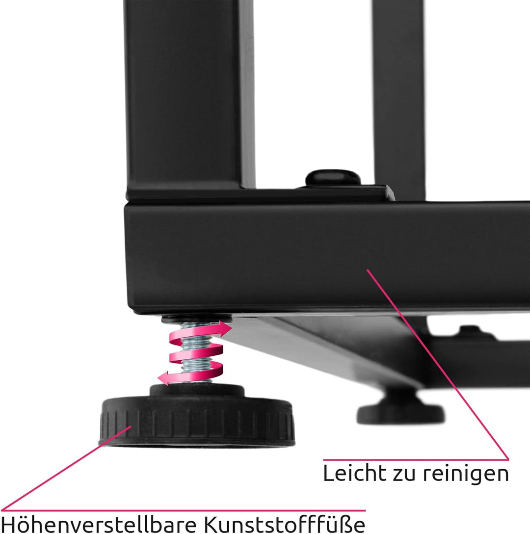 tectake® Lowboard mit 2 Schubladen und Ablagen, 121,5 x 41,5 x 50,5 cm, Fernsehtisch mit Glasplatte,