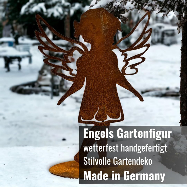 Terma Gartenfiguren rost Weihnachts Engel 50 cm Grabdeko Metall Stahl Rost Edelrost Gartendeko Weihn