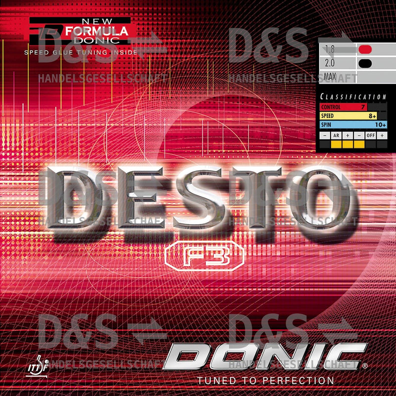 DONIC Belag Desto F3 Farbe 1,8 mm, schwarz, Grösse 1,8 mm, schwarz