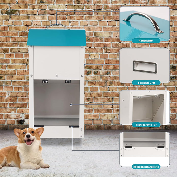 Futterautomat für Hunde - Fassungsvermögen 7 kg, Kann Das Futter Vor Feuchtigkeit SchüTzen, Anti-Nag