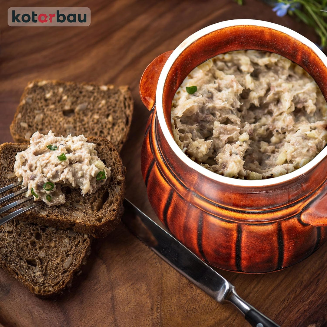 KOTARBAU® Keramik Gärtopf 2,7 L Braun Gurkentopf mit Deckel Sauerkrauttopf aus Steinzeug Einmachtopf